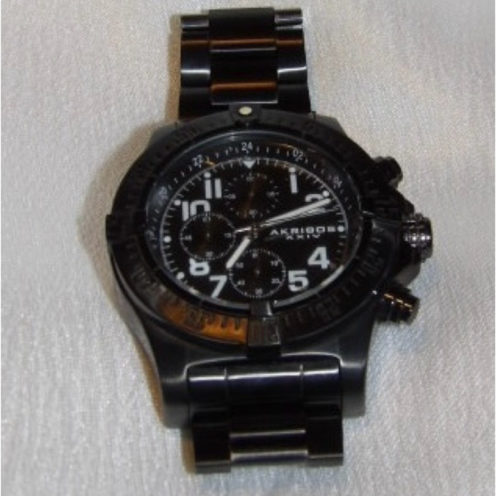 Akribos XXIV Black Chronograph Watch